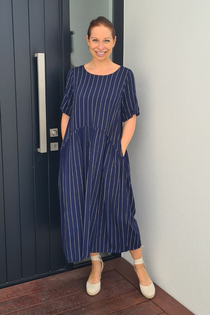 PRE-ORDER Lemon Tree Monroe Dress Navy Stripe From BoxHill