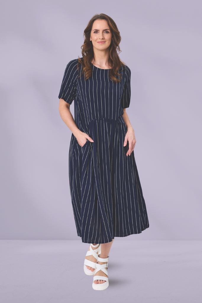 PRE-ORDER Lemon Tree Monroe Dress Navy Stripe From BoxHill
