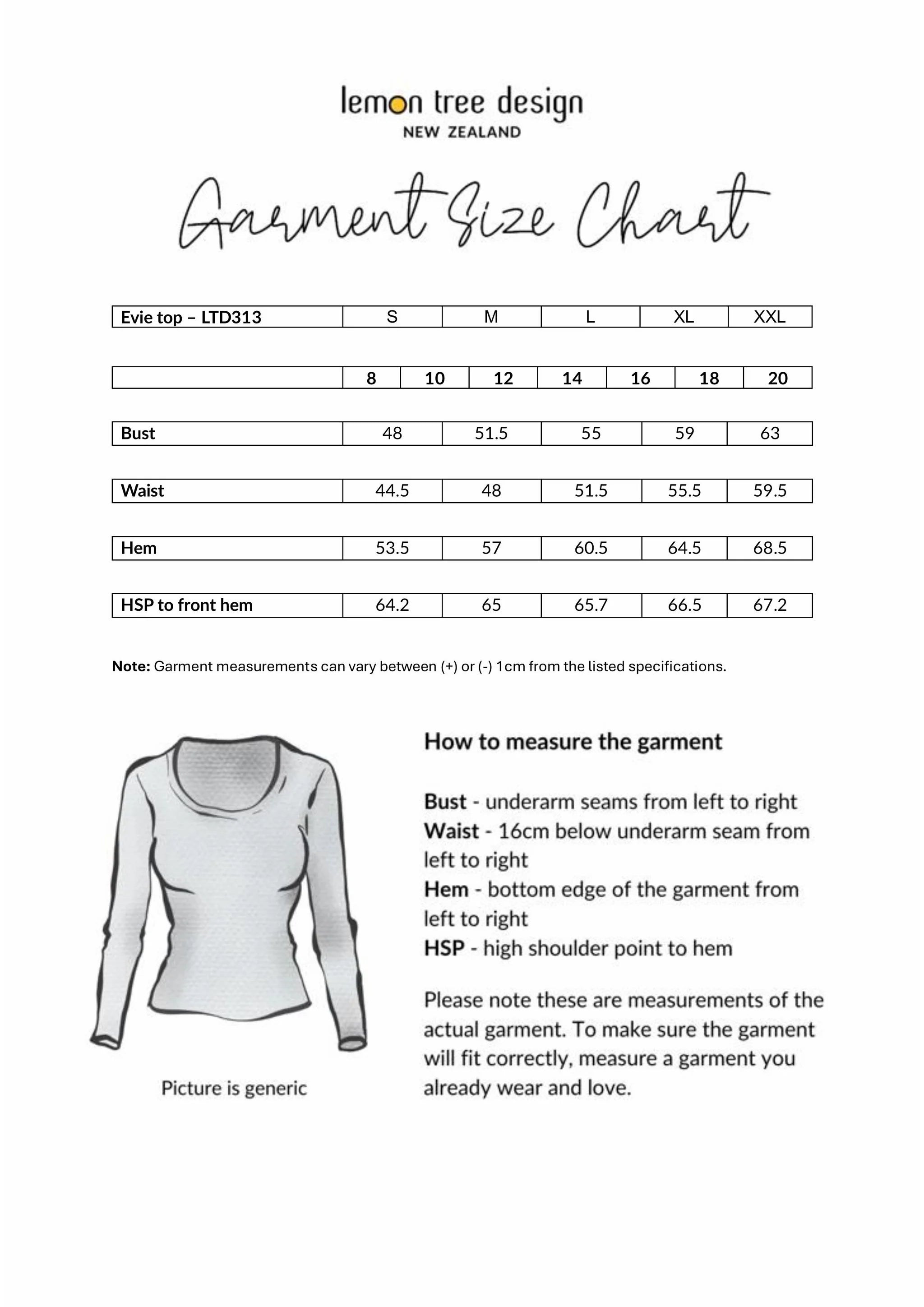 Size Chart for