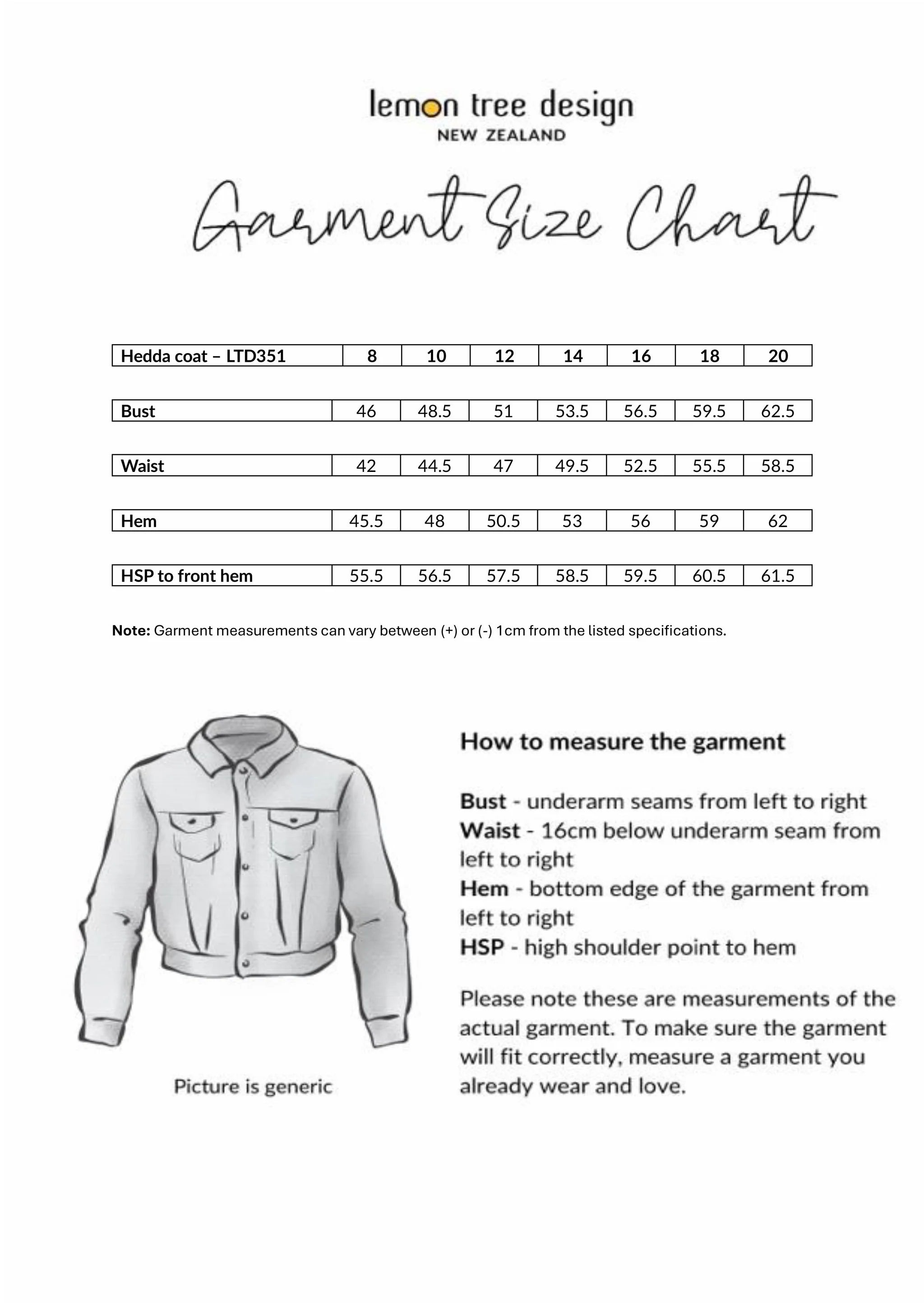 Size Chart for