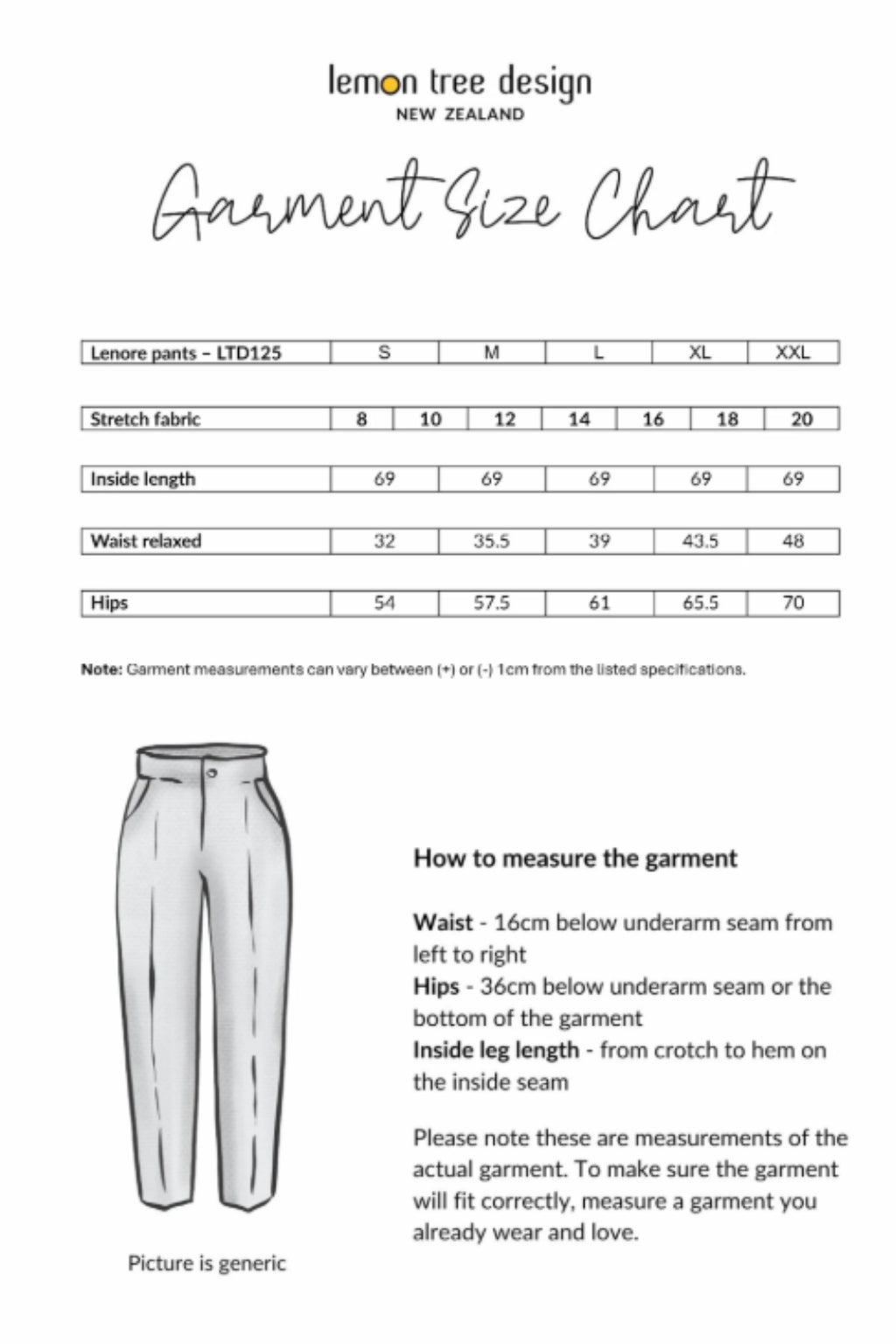 Size Chart for