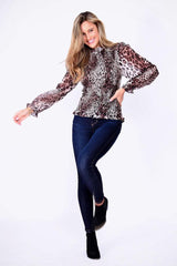 Leoni Printed Shirred Top Leopard From BoxHill