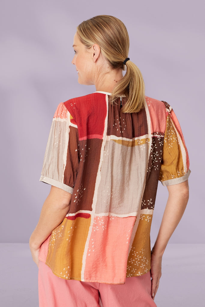 Luna Sky Allena Top Coral Multi From BoxHill