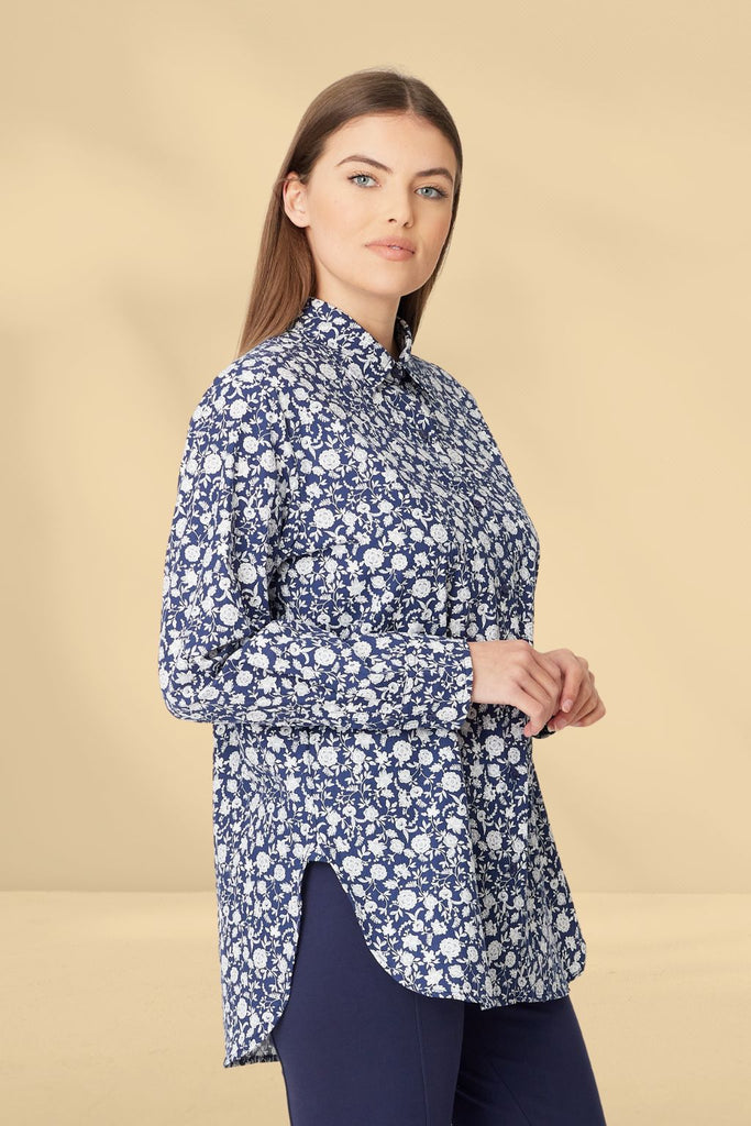 Luna Sky Floral Scoop Shirt Navy From BoxHill