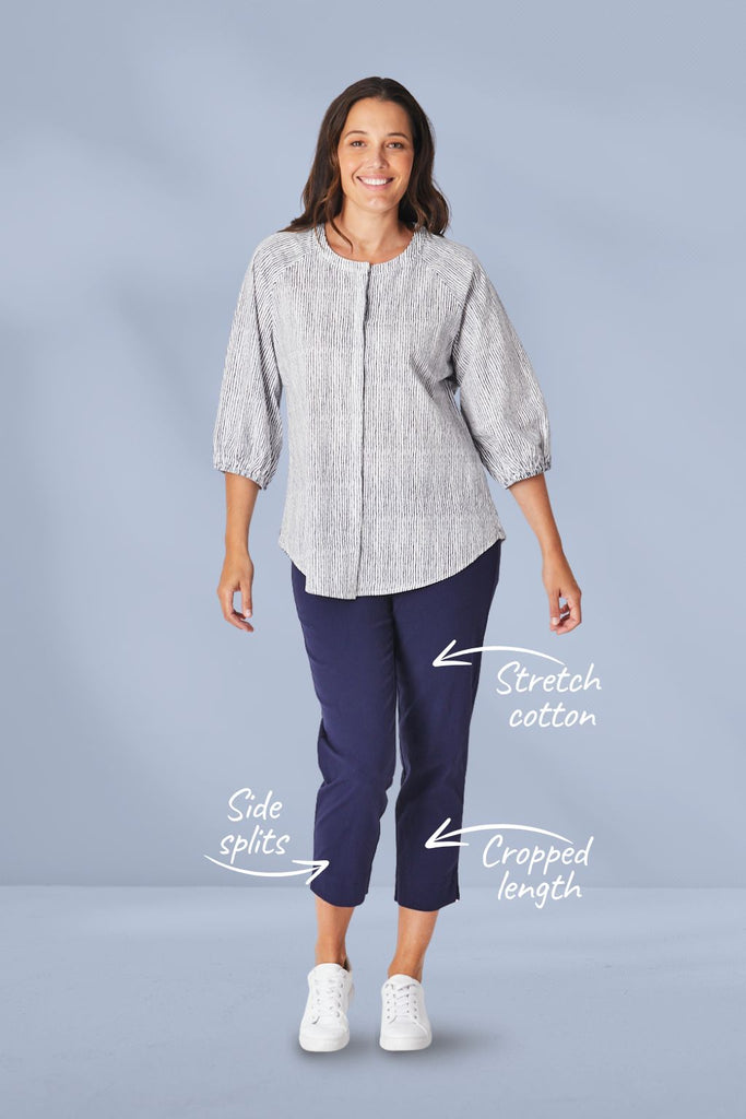 Luna Sky Stretch Cotton Pants Navy From BoxHill