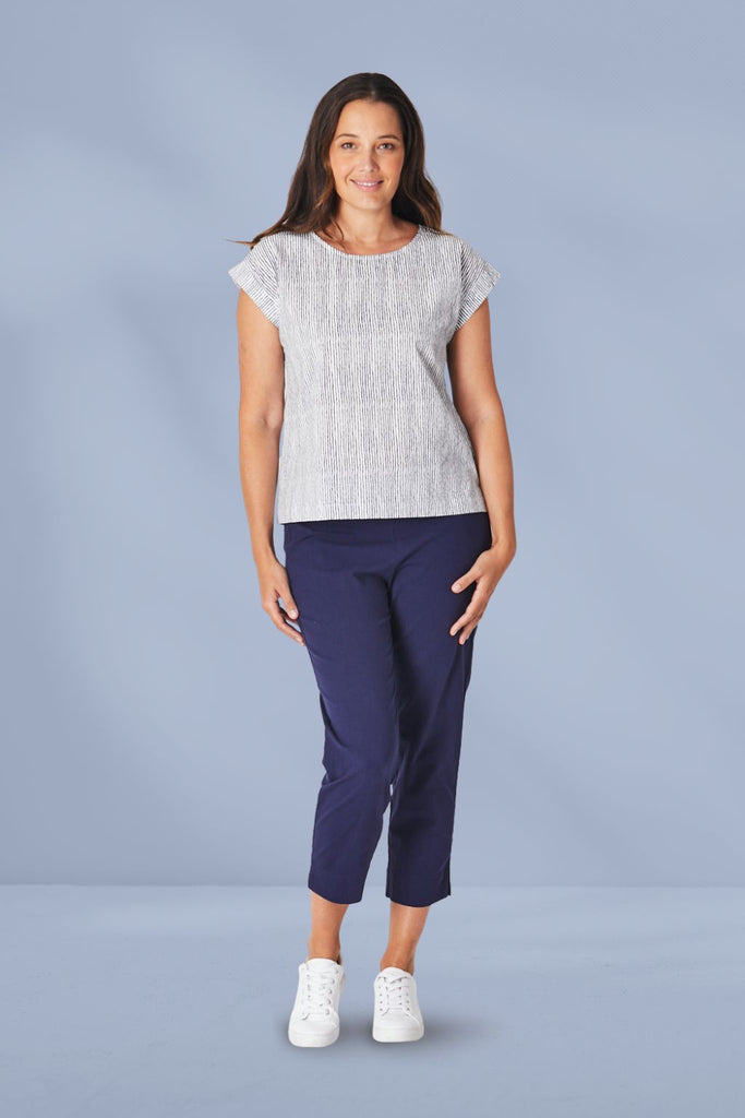 Luna Sky Stretch Cotton Pants Navy From BoxHill