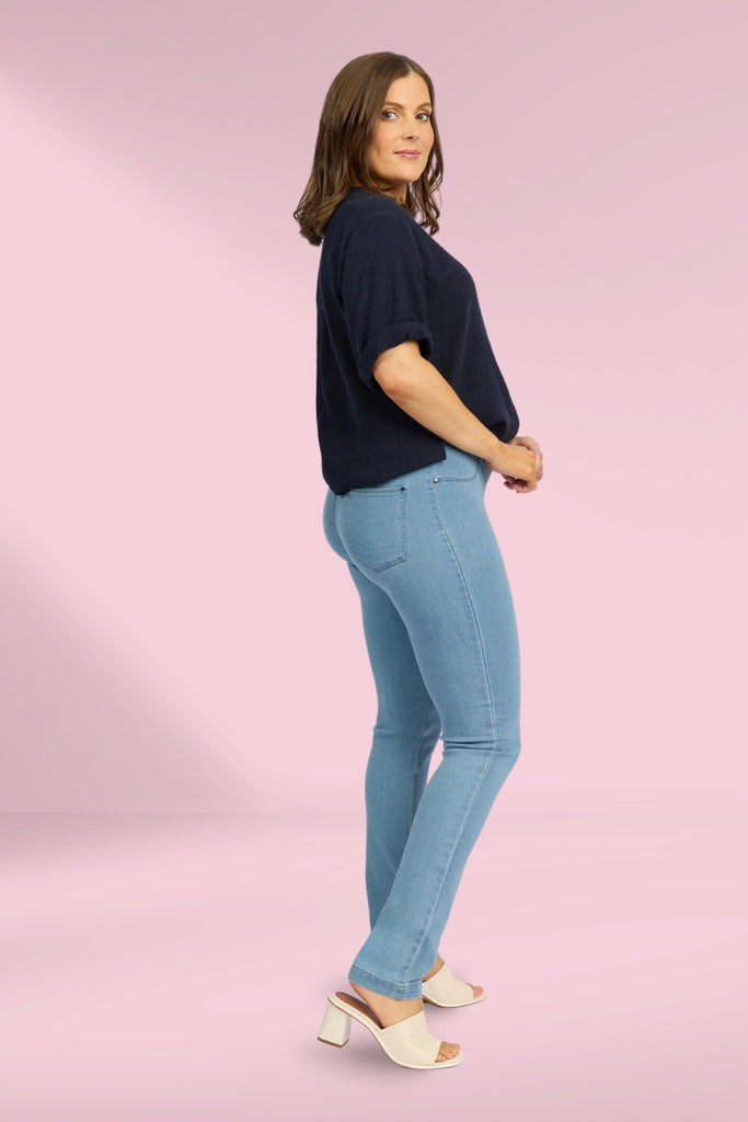 Macjays California Stretch Denim Pull On Jeans Chambray From BoxHill