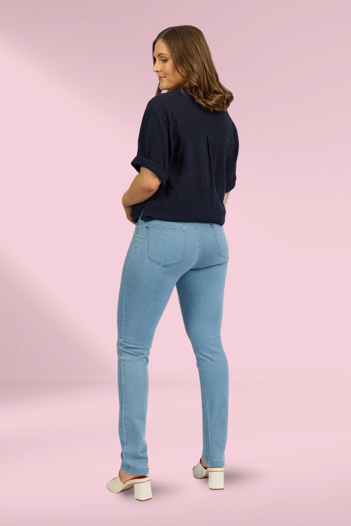 Macjays California Stretch Denim Pull On Jeans Chambray From BoxHill