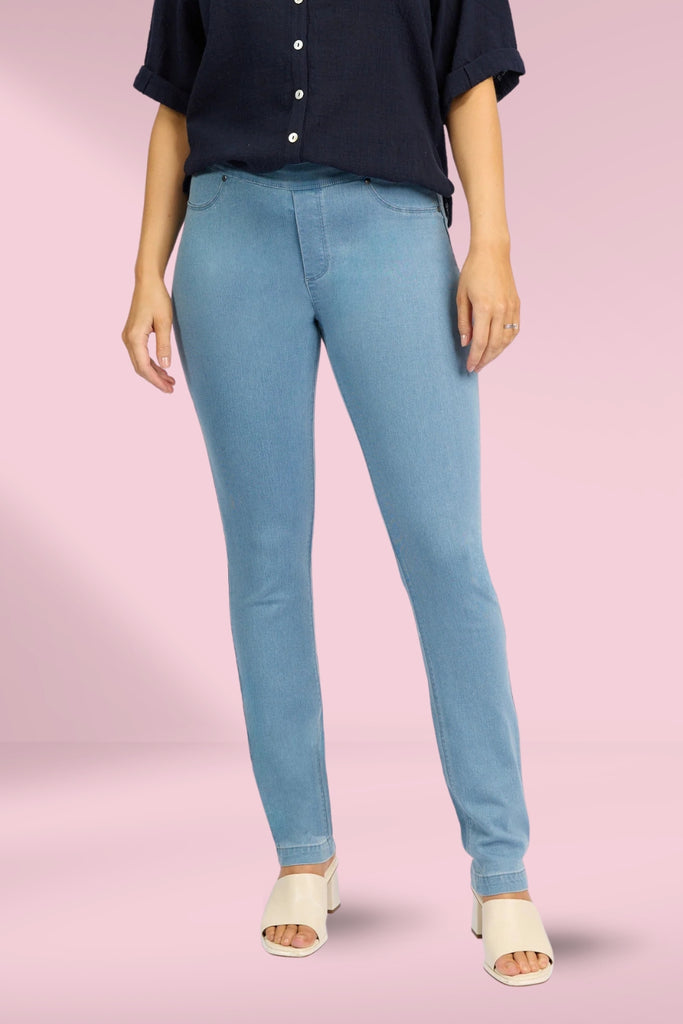 Macjays California Stretch Denim Pull On Jeans Chambray From BoxHill