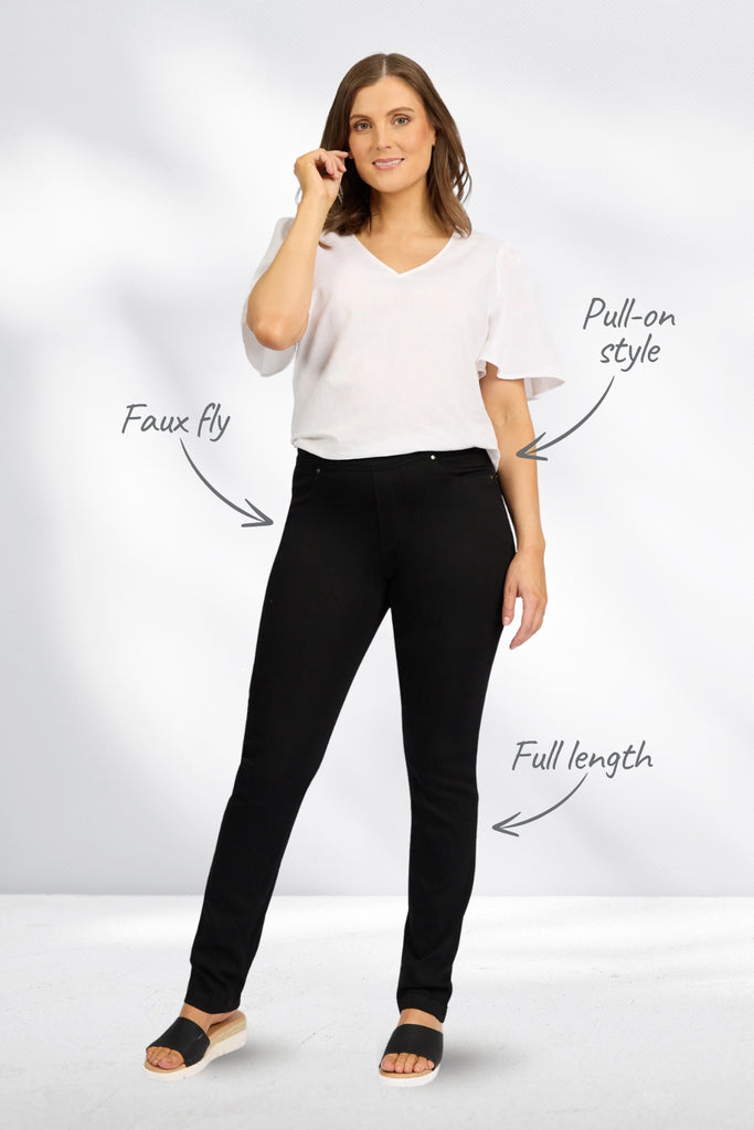 Macjays California Stretch Denim Pull on Jeans Black From BoxHill