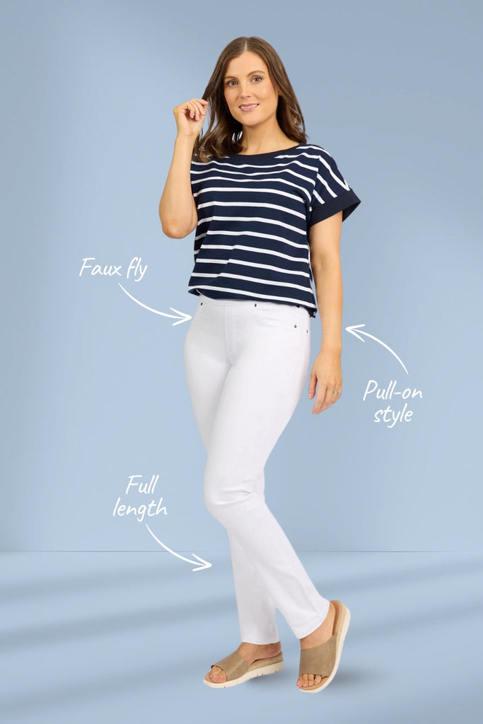 Macjays California Stretch Pull On Jeans White From BoxHill