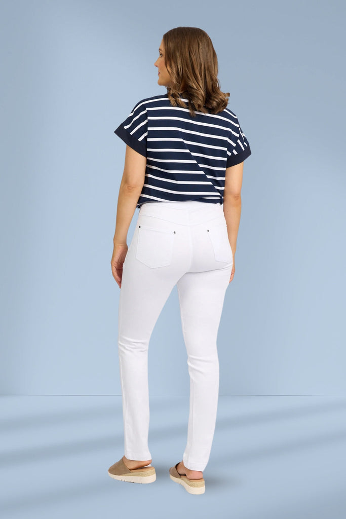 Macjays California Stretch Pull On Jeans White From BoxHill