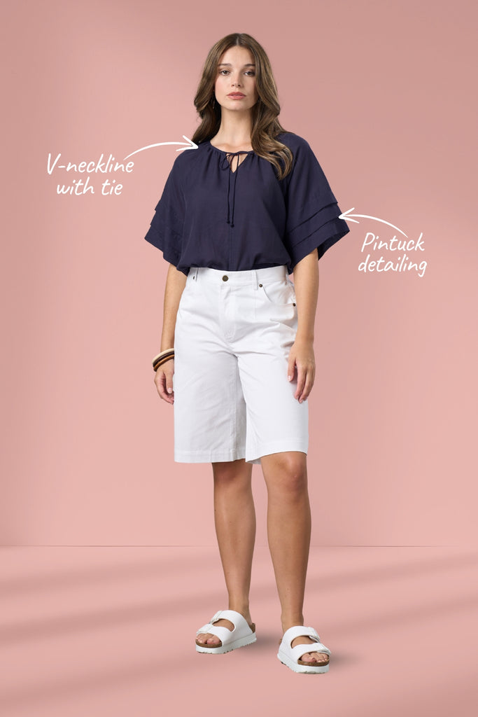 PRE-ORDER Madly Sweetly Parallel Top Navy From BoxHill