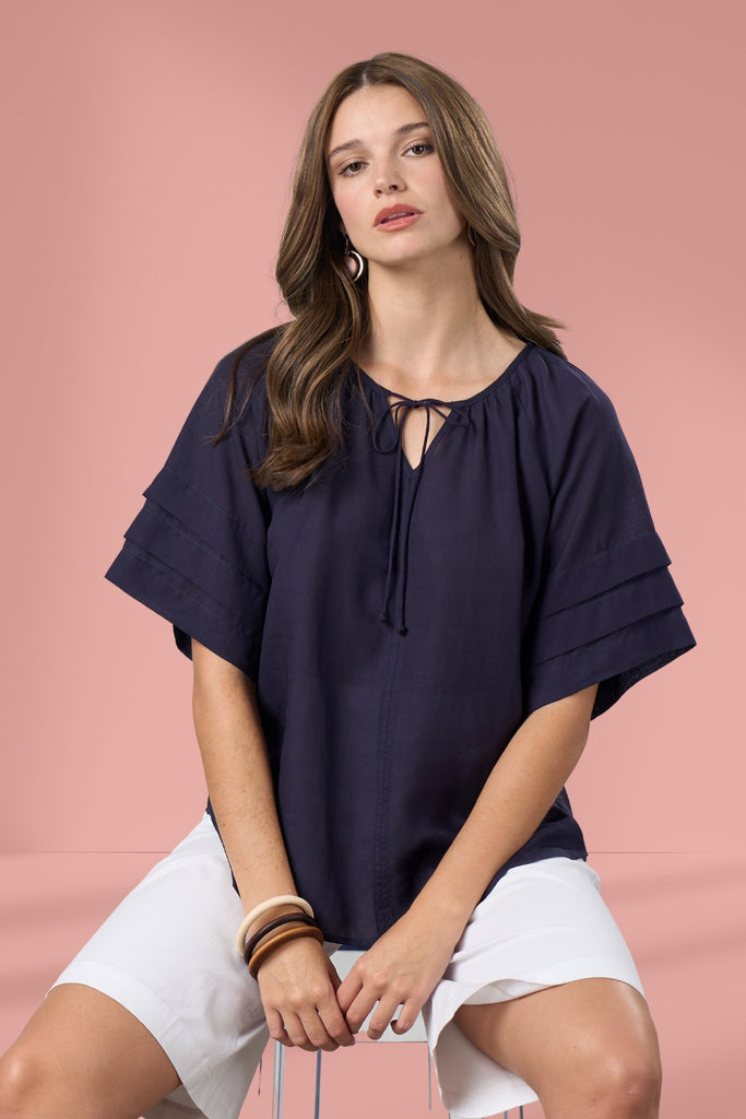PRE-ORDER Madly Sweetly Parallel Top Navy From BoxHill