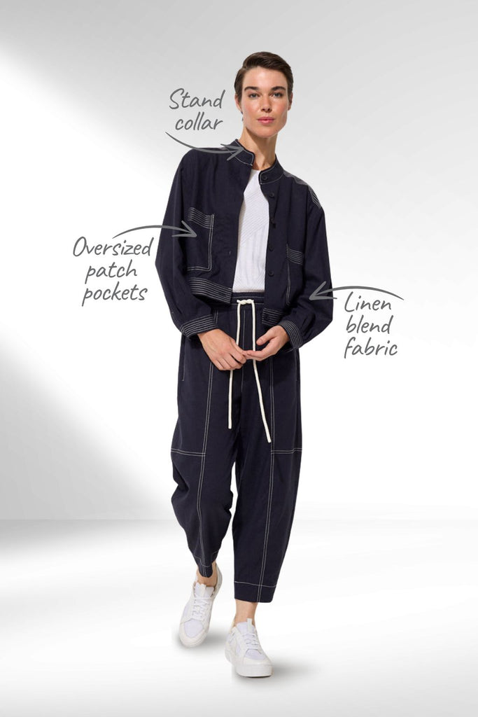 Marco Polo Comfort Linen Jacket Ink From BoxHill