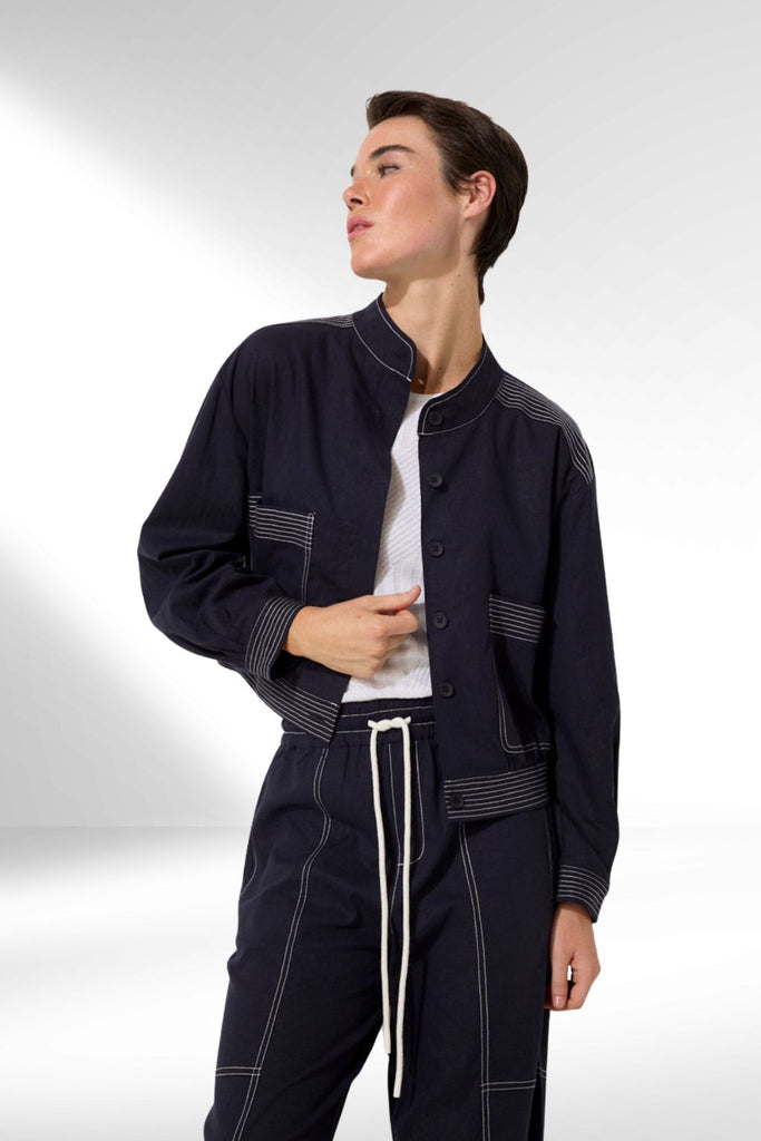 Marco Polo Comfort Linen Jacket Ink From BoxHill