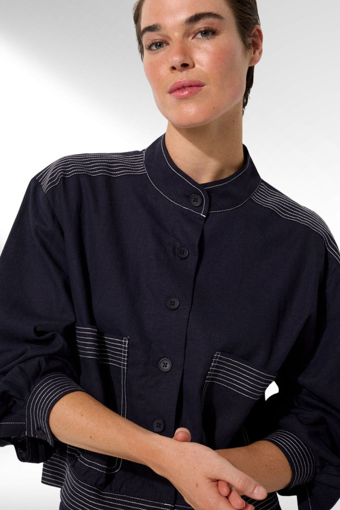 Marco Polo Comfort Linen Jacket Ink From BoxHill