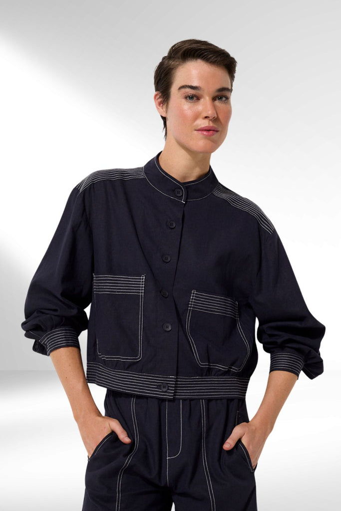 Marco Polo Comfort Linen Jacket Ink From BoxHill