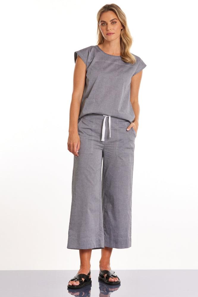 Marco Polo Cropped Chambray Pants Light Charcoal From BoxHill