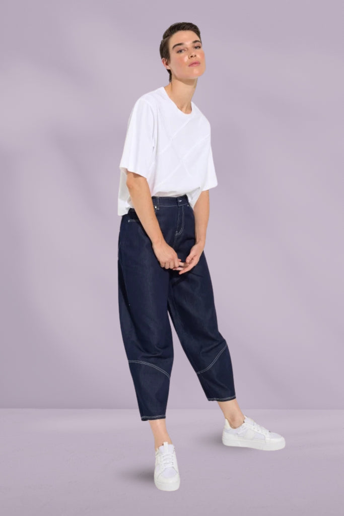 Marco Polo Denim Barrel Leg Pants Dark Denim From BoxHill