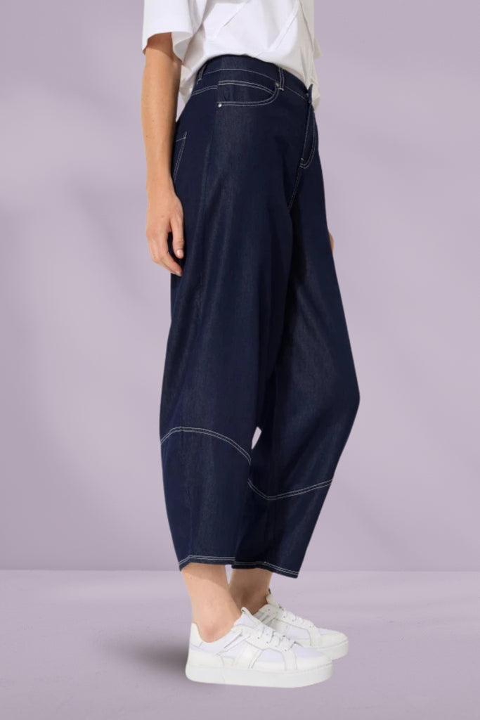 Marco Polo Denim Barrel Leg Pants Dark Denim From BoxHill