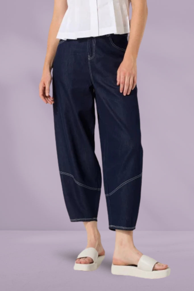 Marco Polo Denim Barrel Leg Pants Dark Denim From BoxHill