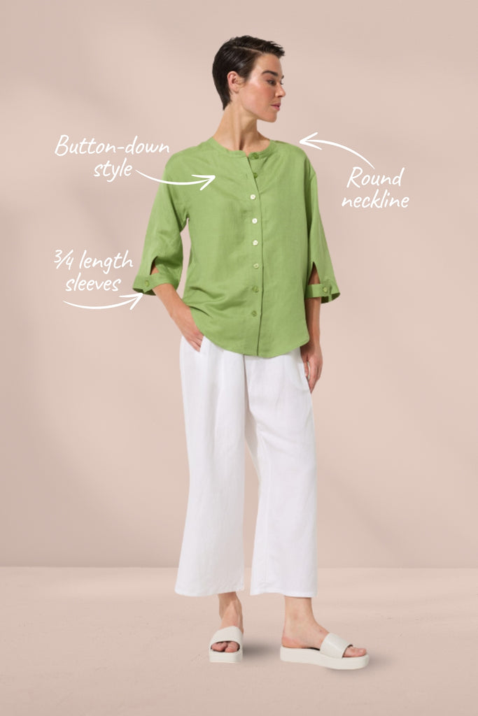 Marco Polo Essential Linen Overshirt Leaf From BoxHill