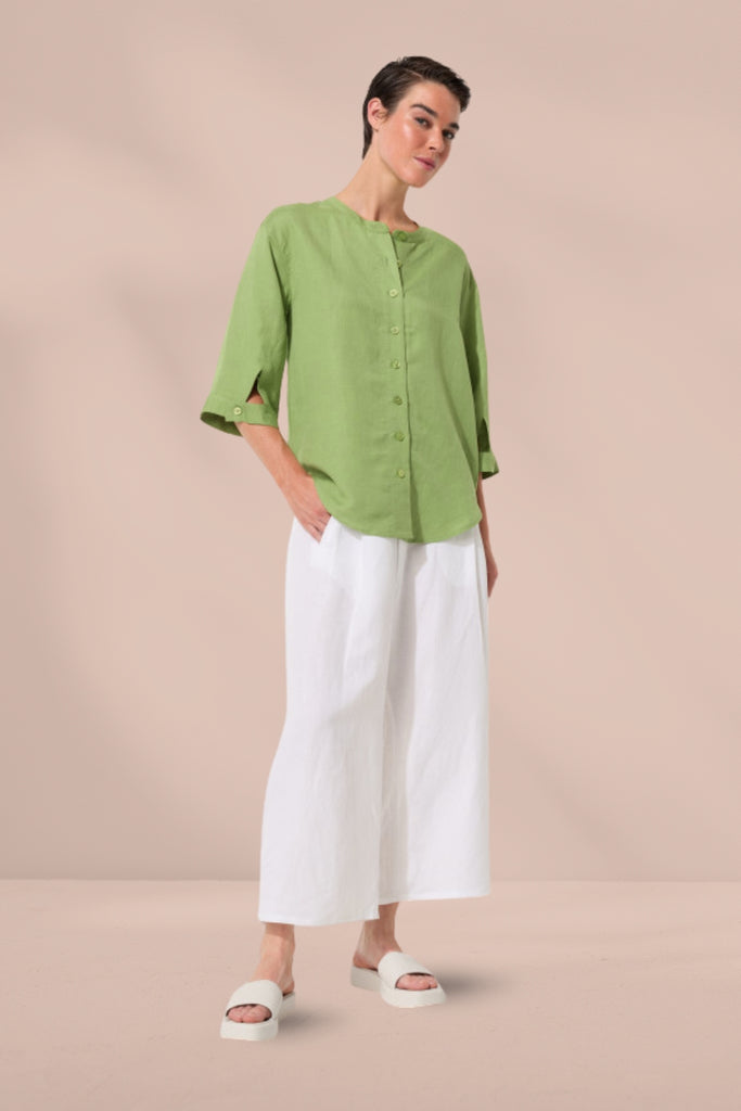 Marco Polo Essential Linen Overshirt Leaf From BoxHill