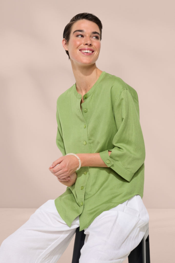 Marco Polo Essential Linen Overshirt Leaf From BoxHill