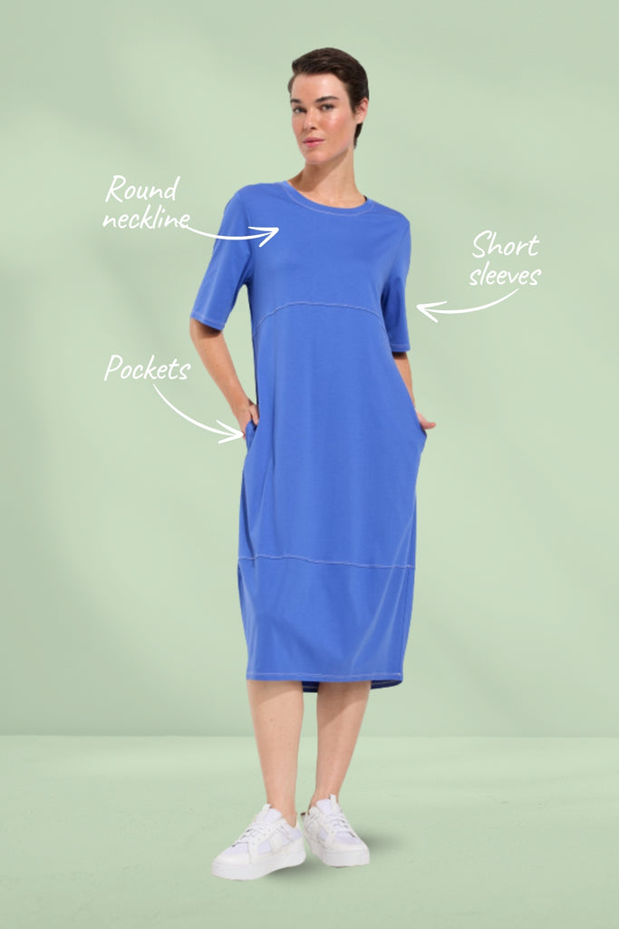 Marco Polo Lantern Dress Blue Mist From BoxHill