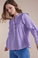Marco Polo Lapped Ruffle Sleeve Top Lilac From BoxHill