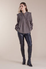 Marco Polo Lapped Ruffle Sleeve Top Sage From BoxHill