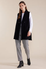 Marco Polo Longline Boiled Wool Vest Black From BoxHill