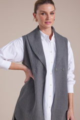Marco Polo Longline Boiled Wool Vest Sage From BoxHill