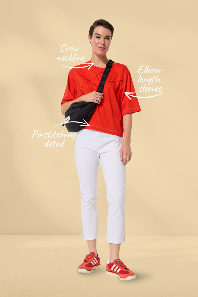 Marco Polo Pinstitch Tee Imperial Red From BoxHill