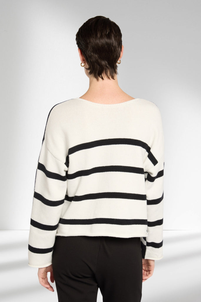 Marco Polo Reversible Stripe Knit Ivory Black From BoxHill