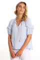 Marco Polo Ruffle Sleeve Crinkle Cotton Top Ice Blue From BoxHill