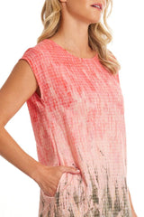 Marco Polo Short Sleeve Charmed Check Dress Pink Olive From BoxHill