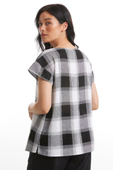 Marco Polo Short Sleeve Check Top Black From BoxHill