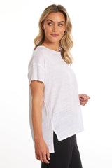 Marco Polo Short Sleeve Relaxed Linen Tee White From BoxHill
