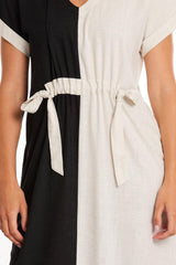 Marco Polo Short Sleeve Spliced Dress Linen From BoxHill