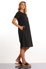 Marco Polo Short Sleeve Spliced Hem Panel Dress Black From BoxHill