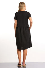 Marco Polo Short Sleeve Spliced Hem Panel Dress Black From BoxHill