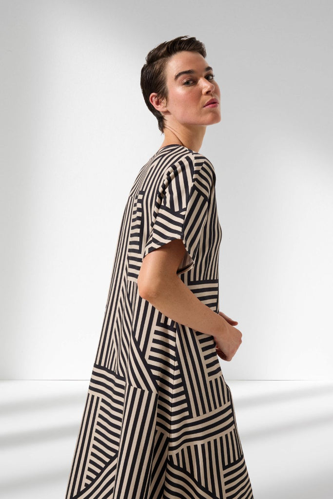 Marco Polo Spliced Stripe Dress Stone Black From BoxHill