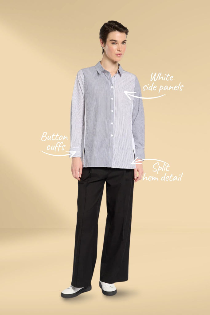 Marco Polo Spliced Stripe Shirt Black White From BoxHill