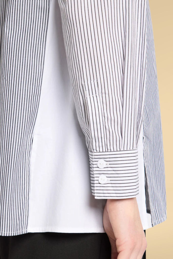 Marco Polo Spliced Stripe Shirt Black White From BoxHill