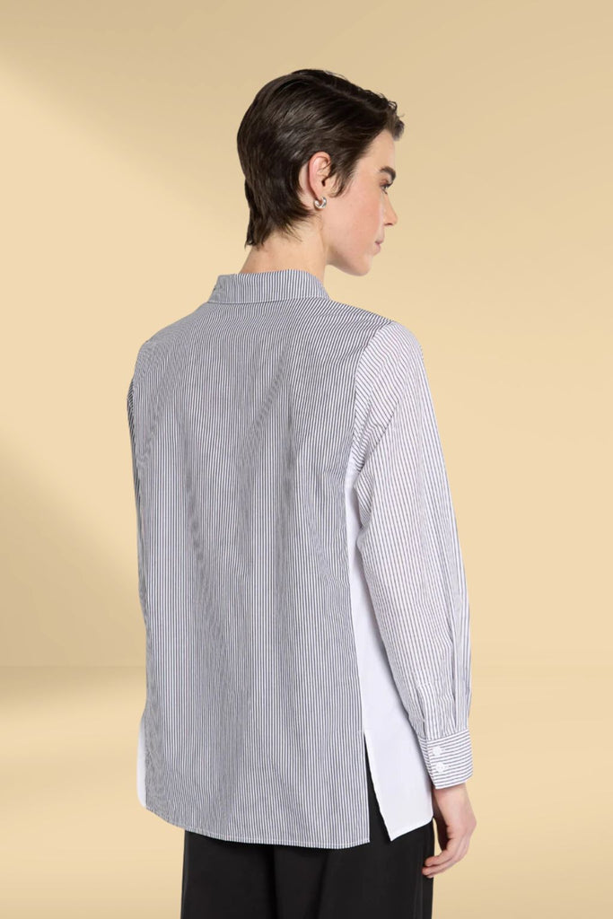 Marco Polo Spliced Stripe Shirt Black White From BoxHill