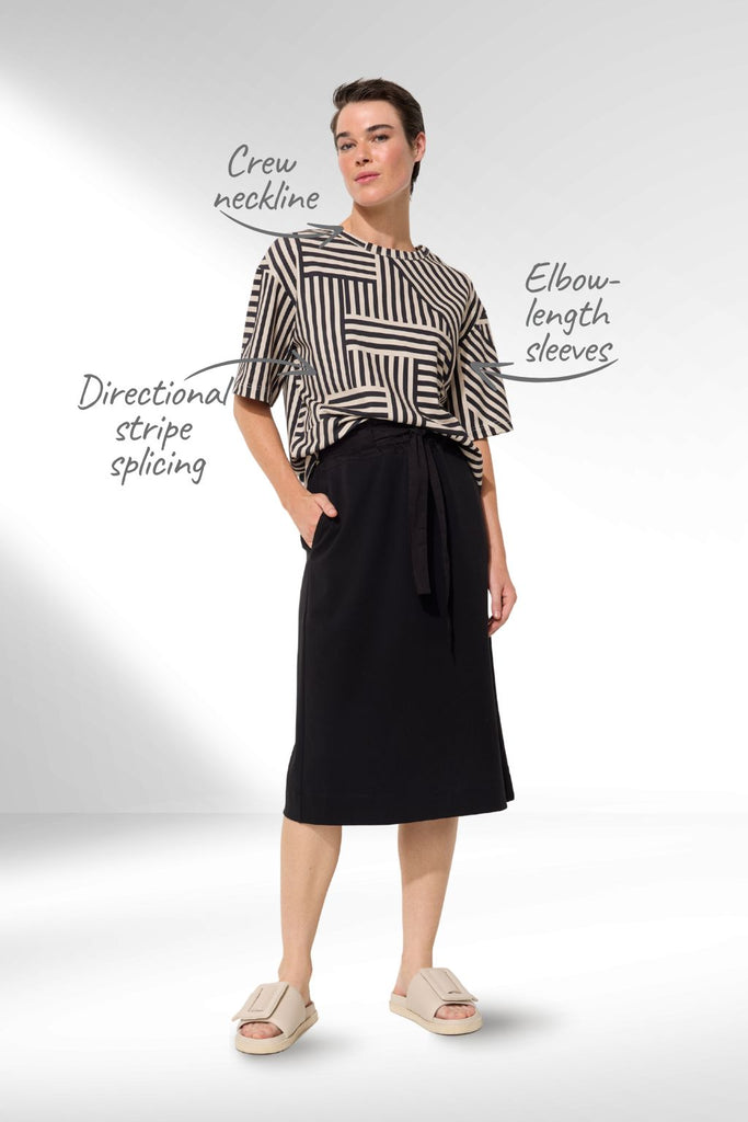 Marco Polo Spliced Stripe Tee Stone Black From BoxHill