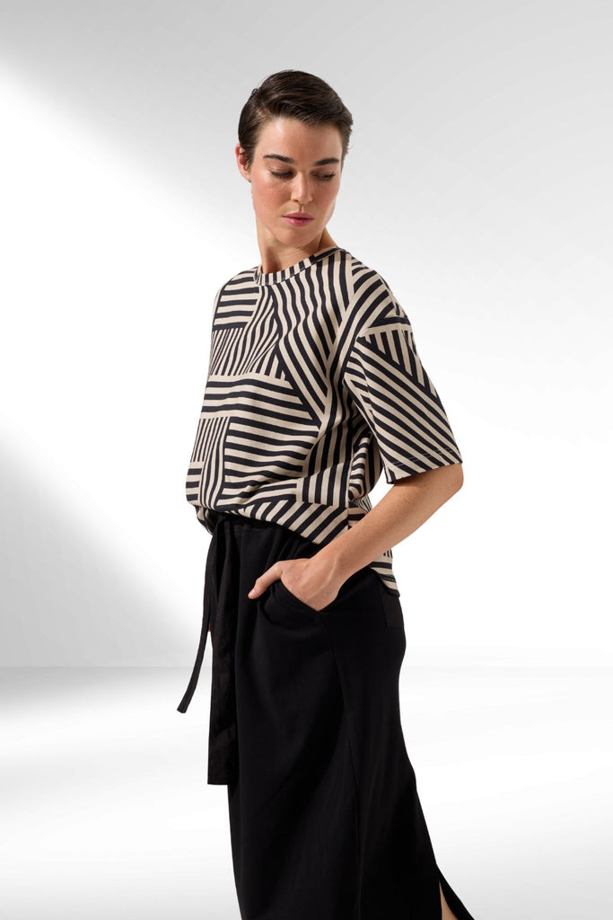 Marco Polo Spliced Stripe Tee Stone Black From BoxHill