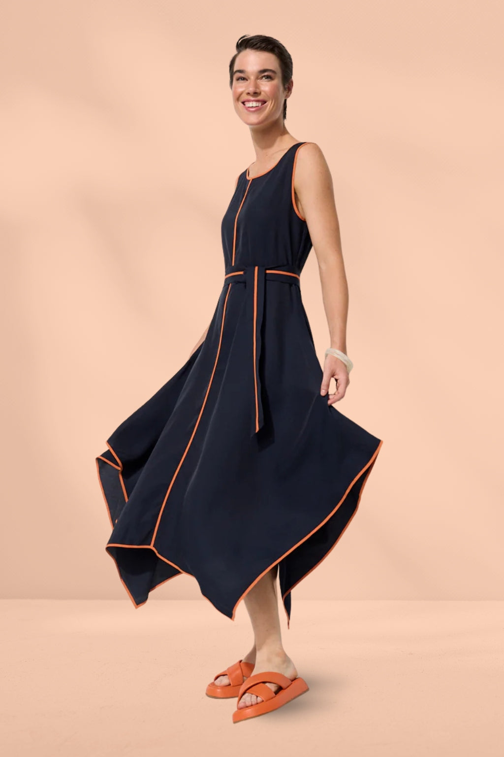 Marco Polo Waterfall Trim Dress Ink Marco Polo